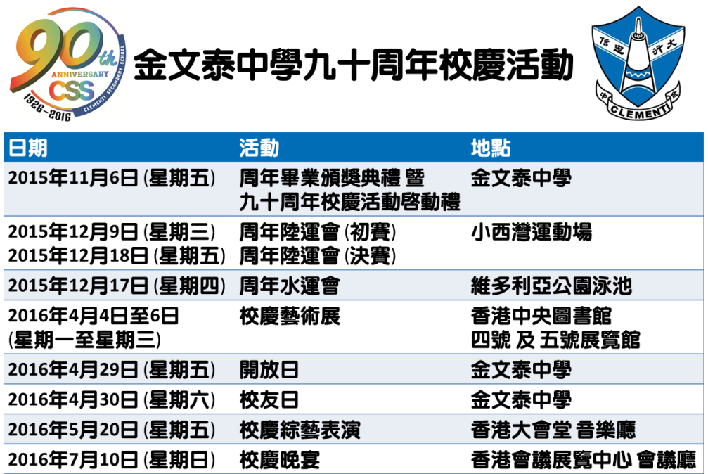 金文泰中學九十周年校慶活動
